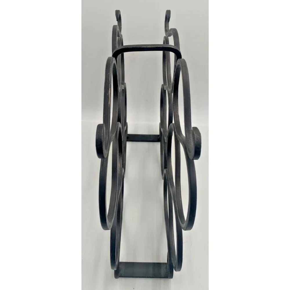 Vintage Elegant Heavy Duty Wrought Iron Scroll Wine Rack 10 Bottle Holder Black